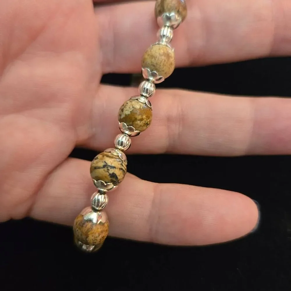 NEW Picture Jasper and Silver Bracelet